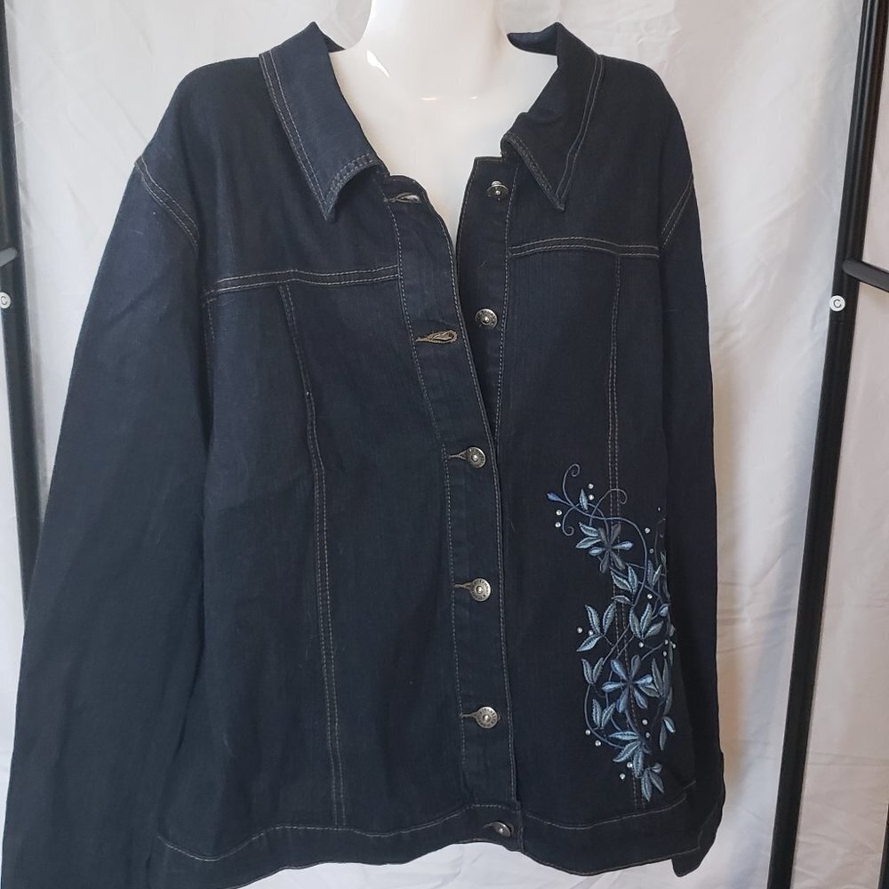 NWT Ladies JEANBAY Jean Jacket w/embroidered front in Blue - 4X